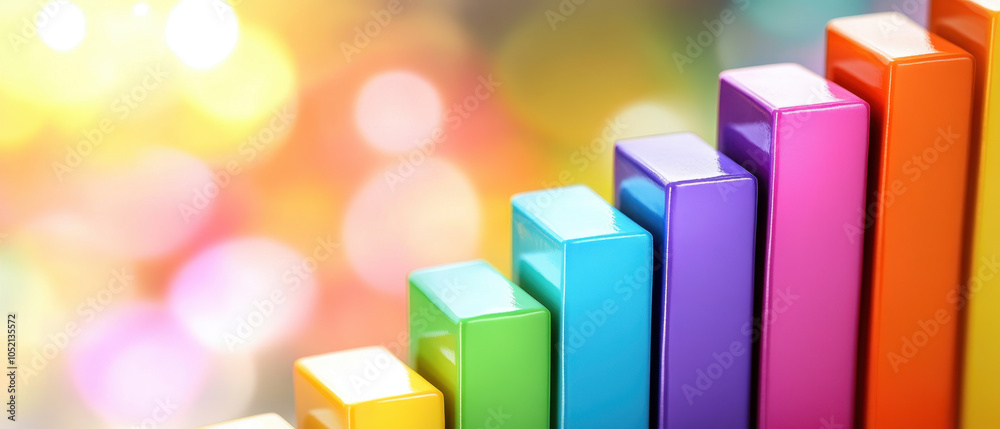 Leinwandbilder a colorful bar graph rises against a blurred background, symbolizing growth, progress, and data visu