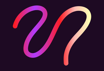 Obraz premium Neon Color Gradient squiggle lines. Scribble stripe with wavy elements. Abstract organic dynamic colorful Sshapes on dark background.