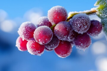 Grapes with a few covered in frost, ready to be enjoyed as a frozen treat on a hot day
