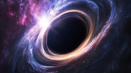 Obraz premium A captivating image of a black hole surrounded by vibrant cosmic elements, showcasing the wonders of the universe.