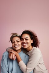 Fototapeta premium Latina lesbian couple laughing smile adult.