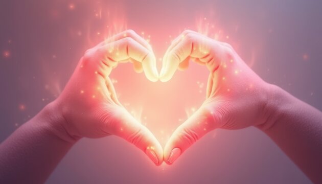Artistic illustration of hands forming a heart shape with glowing effects, symbolizing beloved soul and love