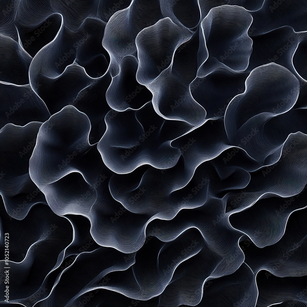 Fototapete a dark, abstract surface with wave-like patterns, evoking a sense of depth and texture.