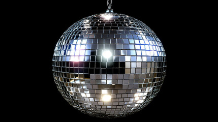 Close-up of disco mirror ball with sparkling lights