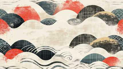 Abstract Waves and Mountains in Japanese Art