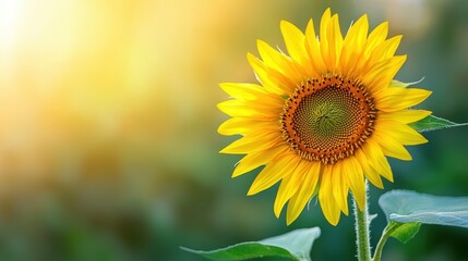Obraz premium Single Sunflower in a Field with Sunlight
