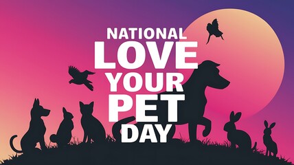 National Love Your Pet Day Silhouettes Against Sunset