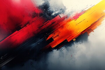 Naklejka premium Abstract colorful design with red, yellow, and black stripes on a white background.