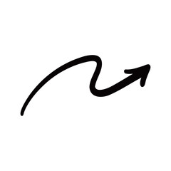 手書きの上向き矢印　黒