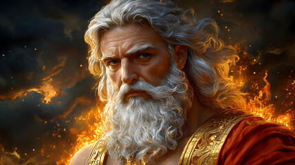 Illustrative Portrait of a God in Flames