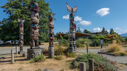 "Cultural Guardians: The Majestic Totem Poles of Vancouver Island"