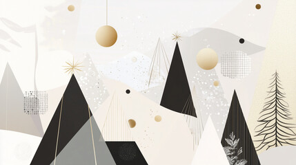 minimalist, geometric winter scene