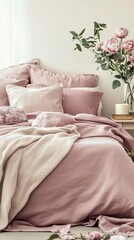 Obraz premium An Abstract Modern Minimalist Bedroom Architecture Design, Showcasing Aesthetic Elements and Innovative Interior Design Concepts, Perfect for Advertising and Marketing in Contemporary Living Spaces.