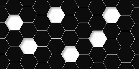 Obraz premium Abstract white background with hexagon and hexagonal background. Luxury white pattern with hexagons. abstract 3d hexagonal background with shadow. 3D futuristic abstract honeycomb mosaic background.