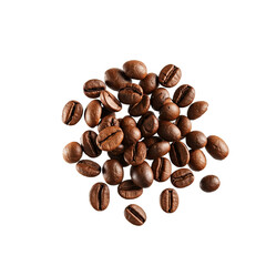 Naklejka premium Scattered Roasted Coffee Beans Isolated on Transparent Background