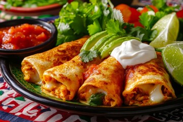 Delicious Mexican Enchiladas with Toppings