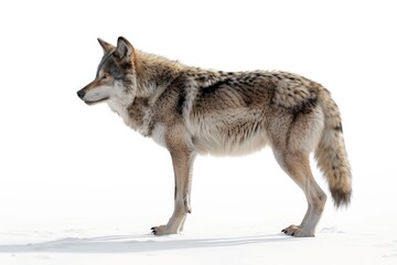 Obraz premium wolf gray wolf canis lupus isolated on snow on a white background gray wolf wolf