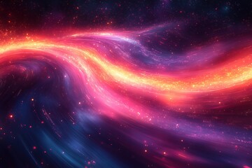 Obraz premium Abstract cosmic background with swirling nebulae in red, pink, and blue hues.