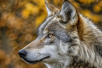 Fototapeta premium Grey Wolf Canis lupus Looks Forward captive animal