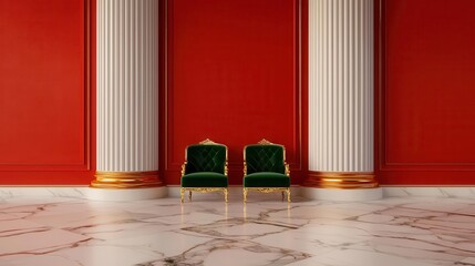 Opulent hotel reception with velvet furnishings, marble floors, and goldleaf detailing, opulent reception design, luxurious, regal