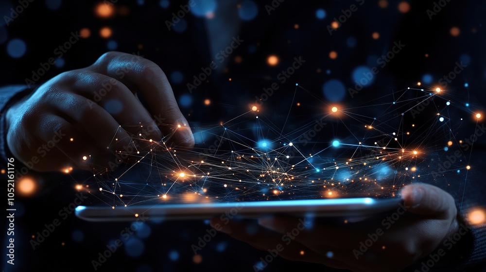 Poster digital interaction with abstract network visualization