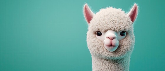 Baby alpaca with a snarky smirk, playful energy, 3D illustration