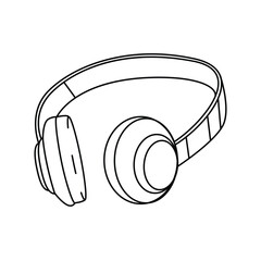 a black and white drawing of a pair of headphones