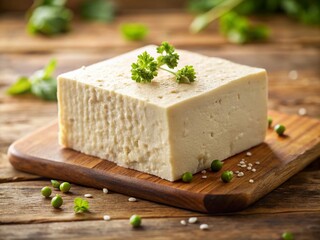 Tofu Block Isolated on Clear Background for Vegan Cuisine and Healthy Food Photography