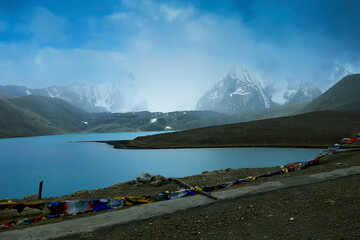 Gurudongmar Lake, one of the highest lakes in the world and India,17,800 ft, Sikkim, India....