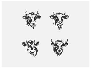 A set of  cow logo vector, vector and illustration,