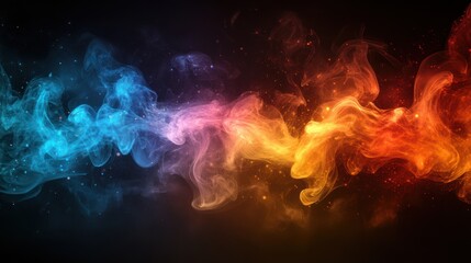 Obraz premium Abstract Smoke Swirls in Blue and Orange Hues with Sparkling Particles