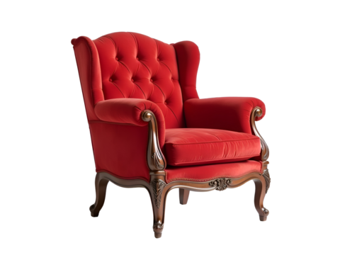 red Empire style armchair isolated on transparent background
