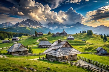 Obraz premium Urban Exploration Photography of Velika Planina in Slovenia's Majestic Landscape