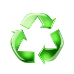 Obraz premium Green recycling symbol isolated on transparent background
