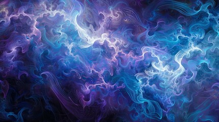 Obraz premium Cosmic nebula swirl. Ethereal blue and purple nebula; cosmic energy, swirling galaxies, vibrant universe, dreamlike fantasy.