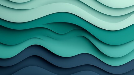 Obraz premium Flowing waves of serene green tones an exploration of layered abstract design in modern aesthetics