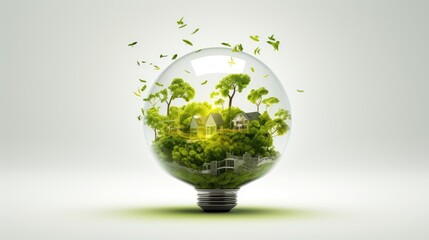 Renewable energy light bulb with green energy. Green energy concept illustrating renewable and sustainable energy sources and ecology. Ai-generated.