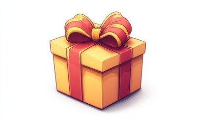 Obraz premium Cartoon-style gift box with a big bow on top, 3D celebration and surprise icon