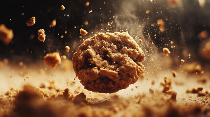 Cookie breaking with crumbs tasty wallpaper