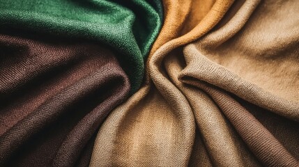 Closeup of recycled fabric background showcasing eco-friendly textiles in natural earthy tones for sustainable fashion