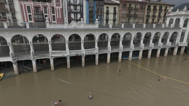 Aerial video over Tolosa Spain on a sunny day