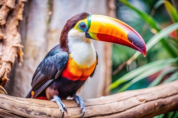 Fototapeta premium Vibrant Toucan in the Lush Jungle - Stunning Portrait Photography of Exotic Wildlife