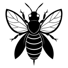 Bee Black silhouette vector illustration isolated on a transparent background