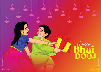 beautiful Bhai dooj festival greeting card India. editable abstract vector illustration design