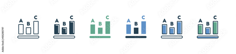 Poster education quiz score chart bar icon set school exam performance evaluation test result data graphic 