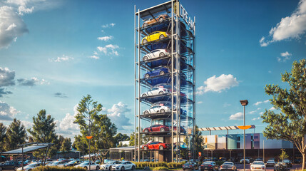 Parking facility with advanced technology and automated features