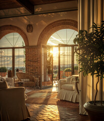 Sunlit Terrace Lounge with Elegant Decor