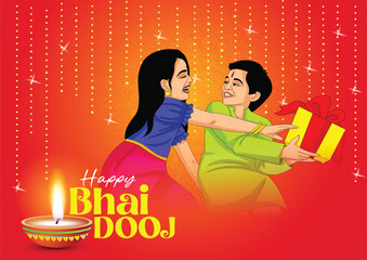 beautiful Bhai dooj festival greeting card India. editable abstract vector illustration design