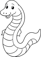 Fototapeta premium Cute Cartoon Sea Serpent Coloring Page Illustration