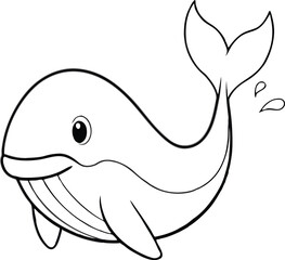 Obraz premium Cute Cartoon Whale Coloring Page Illustration